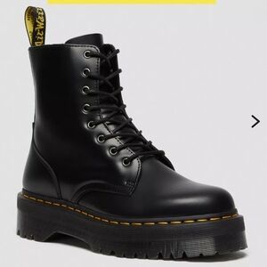 Dr. Martens Black Smooth Leather Platform Lace-Up Combat Boot